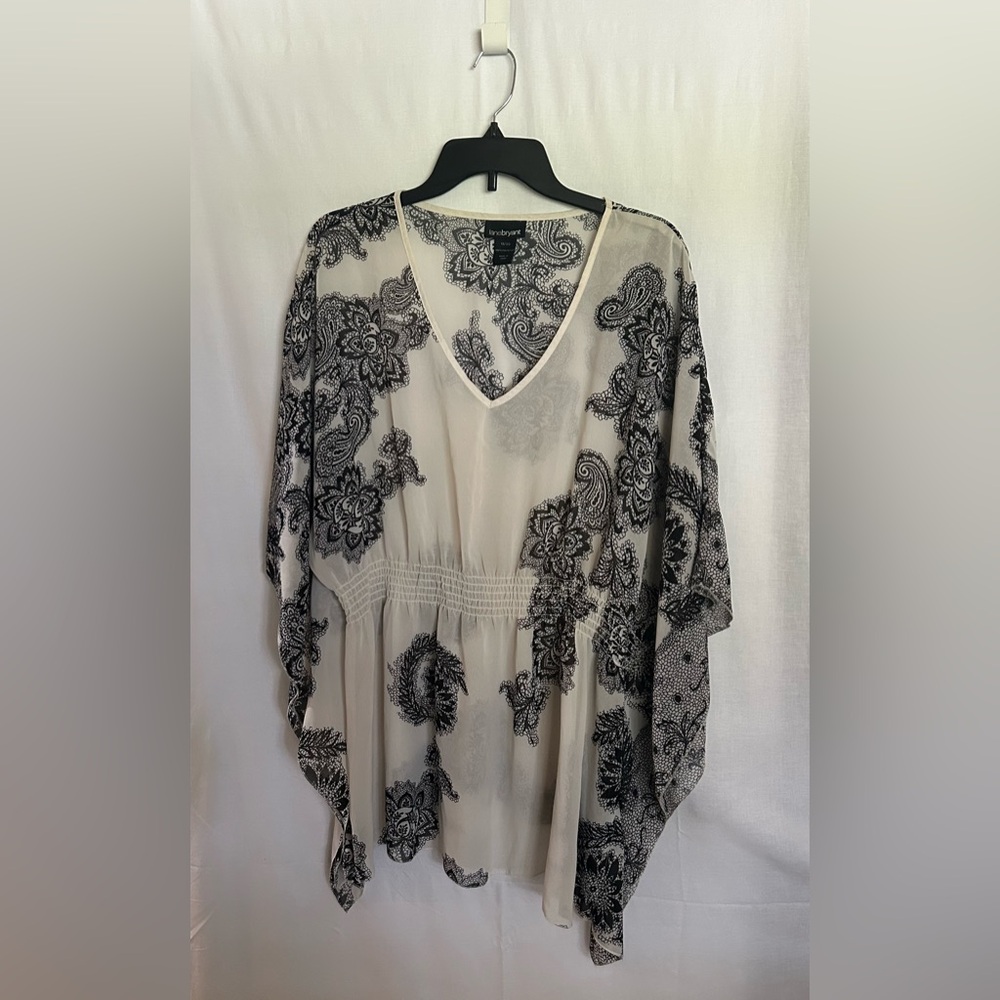 Lane Bryant - Black and White Asymmetrical Blouse